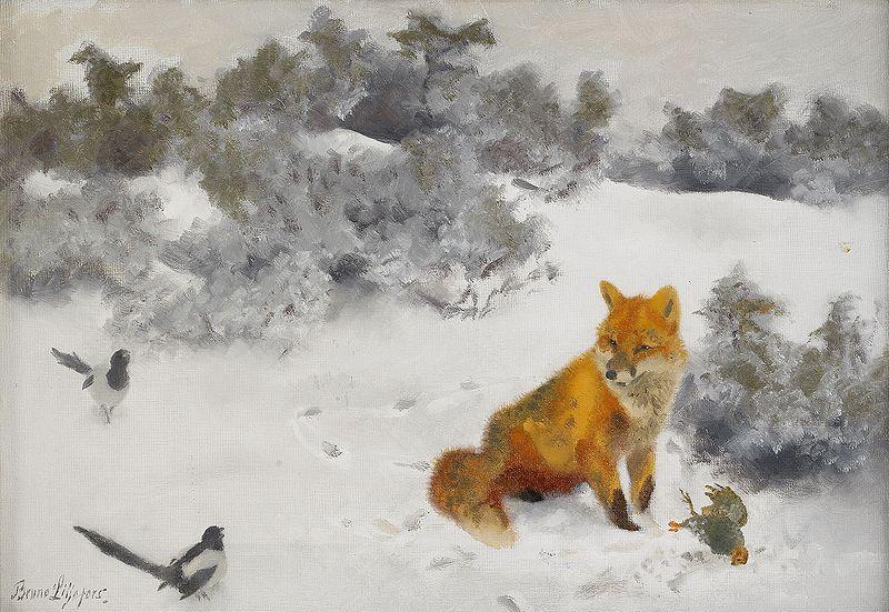 bruno liljefors Fox in Winter Landscape Germany oil painting art